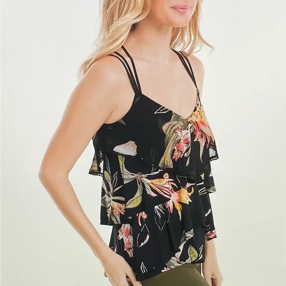 WHBM Tiered Floral Print tank top X Small - Picture 3 of 11